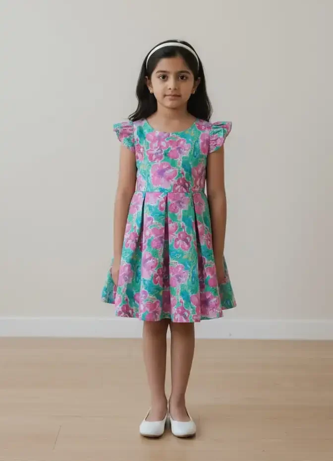 fresh-bloom-green-floral-hakoba-cotton-frock-for-girls