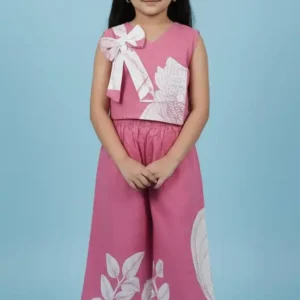 pink-white-waistcoat-style-cotton-co-ord-set-for-girls-with-hairband