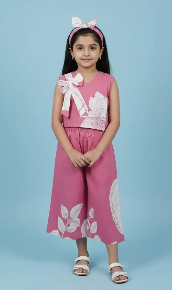 pink-white-waistcoat-style-cotton-co-ord-set-for-girls-with-hairband