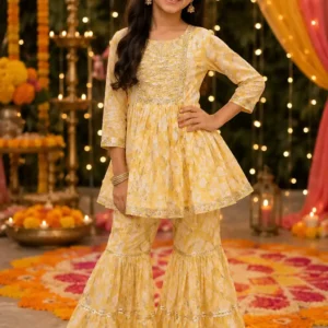 Sunshine Yellow Festive Sharara Set for Girls