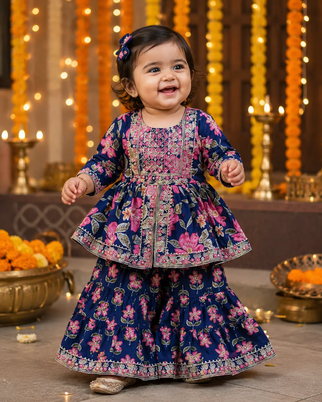 navy-blue-floral-cotton-girls-sharara-set-with-ethnic-embroidery