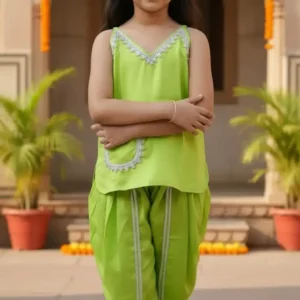 Elegant Green Dhoti Set for Girls | Festive Wear
