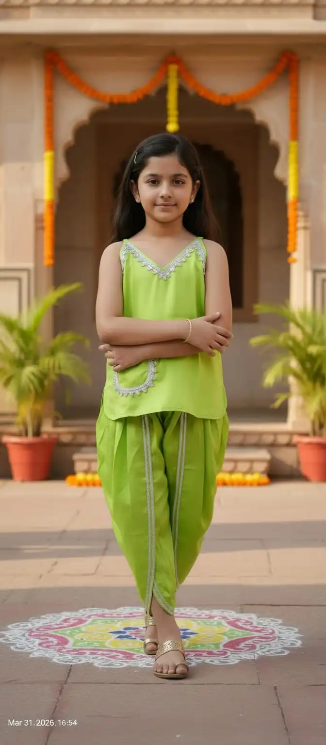 elegant-green-dhoti-set-for-girls-festive-wear