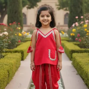 elegant-red-dhoti-set-for-girls-festive-wear
