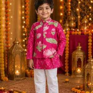 Royal Blossom Premium Cotton 3-Piece Kurta Set for Boys