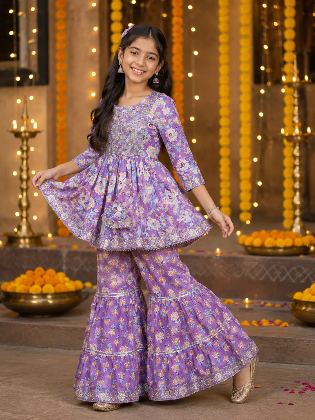 lavender-floral-cotton-girls-sharara-set-with-elegant-embroidery