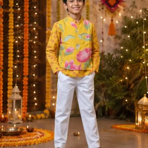 Sunshine Bloom Premium Cotton 3-Piece Ethnic Set for Boys