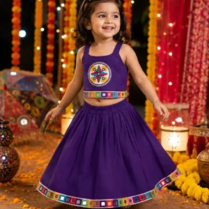 Premium Cotton Navratri Chaniya Choli for Girls | Purple Festive Lehenga Set